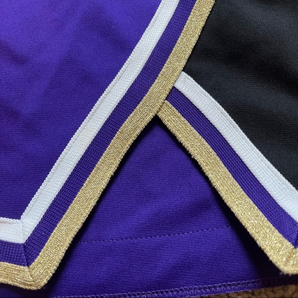 purple / gold / black / white Varsity real high school cheerleading uniform - Picture 7 of 14
